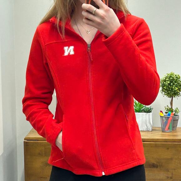 Nebraska Huskers Columbia Fleece Zipper Jacket Medium - Picture 1 of 8